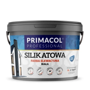 Farba silikatowa elewacyjna Primacol Professional biała, pełny mat 9 l